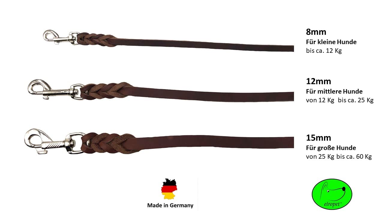 Hundeleine Fettleder Zwei Hunde Zwillingsleine kleine Hunde/große Hunde Doppelleine (1,50m X 8mm, Schwarz)
