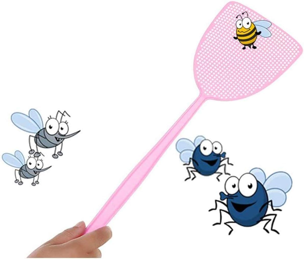 MAKINGTEC 3Pack, Plastic Colorful Fly Swatters, with Sturdy and Flexible Manual Grips, 3 Colors