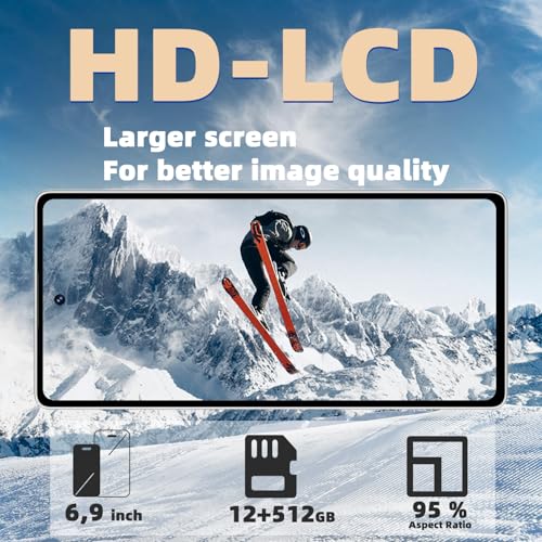 12+512GB Unlocked Android Smartphone 6.9" HD Display, 4500 mAh Battery, 21+8 MP Dual Camera, Dual-SIM, Face ID & OTG – No Contract - Image 3