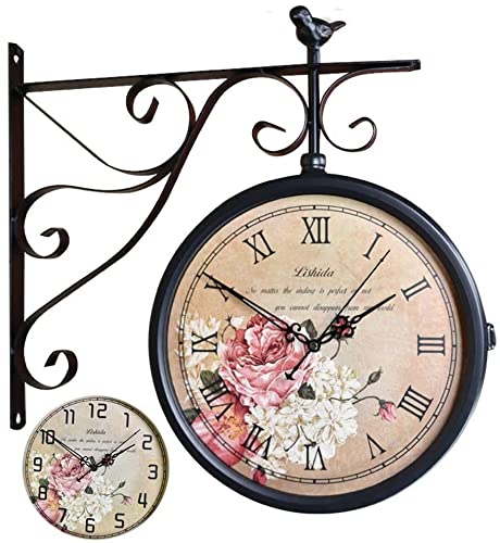 Amazon.co.jp: 両面壁掛け時計、ヴィンテージアンティーク風