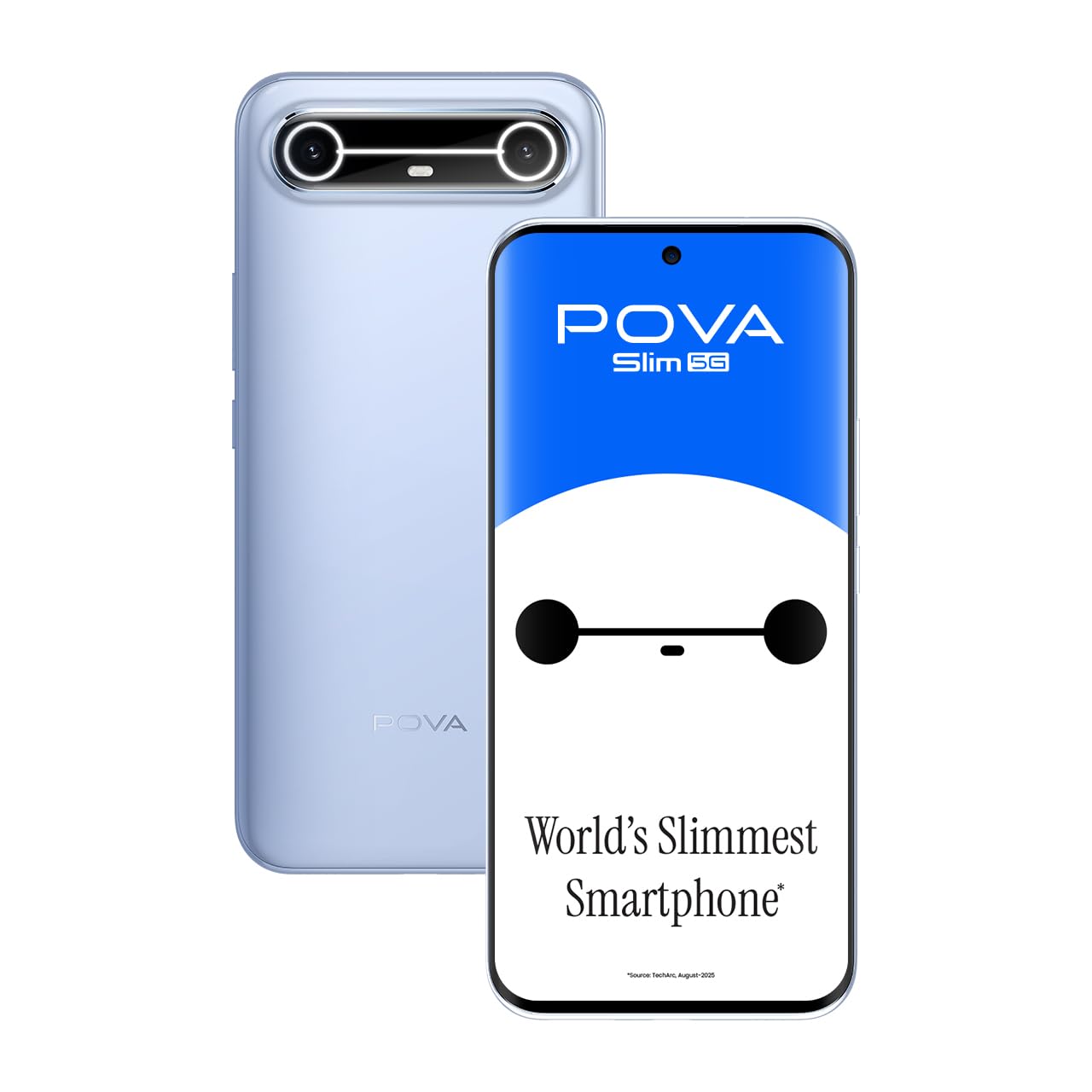 Pova Slim 5G (Sky Blue, 8+128GB) | World's Slimmest and Lightest* 5G with 5160mAh Battery | World's 1st Dynamic Mood Light | 144Hz 1.5K 3D Curve AMOLED | Military Grade MIL 810H Protection | IP64