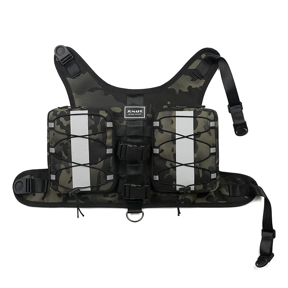 Dog Saddle Bags, Adjustable Dog Shoulder Bag Saddle Bag Harness Backpack with Reflective Tape, for Hiking Walking Camping for Medium & Large Dog (M, Camouflage)