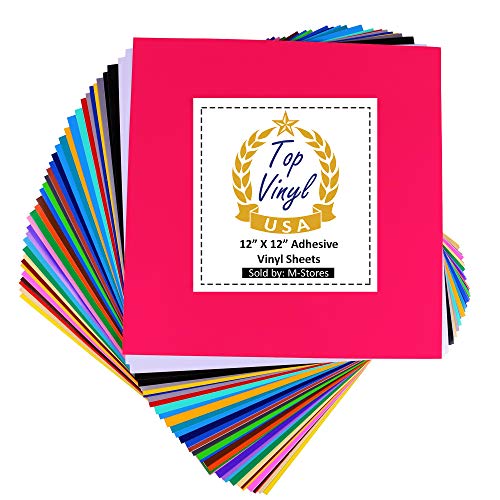 TopVinyl 12” x 12” Permanent Adhesive Vinyl Sheets for Cricut Vinyl Projects
