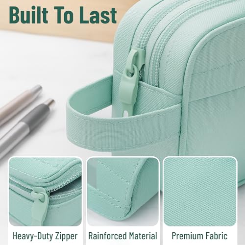 Image of Mr. Pen Large Capacity Pencil Pouches and Bags - Mint Green School
