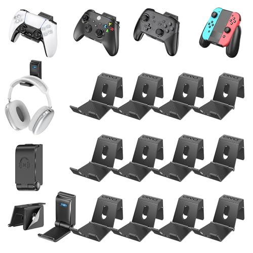 OIVO Controller & Headset Wall Mount Holder Stand, Foldable Headphone Stand, Gaming Controller Holder Hanger Hook, Universal Storage Sega Genesis Games Controller/Earphone/Game Accessories-13 Packs
