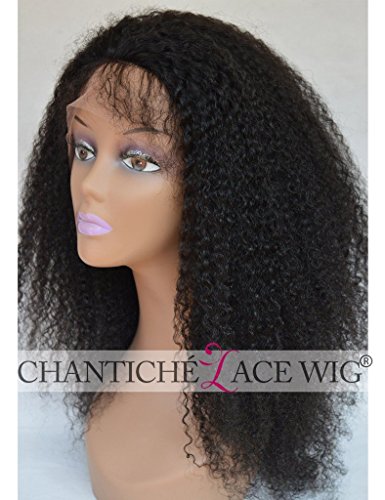 Chantiche Soft Curly Glueless Lace Front Wigs Human Hair with Baby Hair for African Americans Natural Looking Brazilian Remy Hair Full Wig for Black Women 14 Inches Natural Black #1B