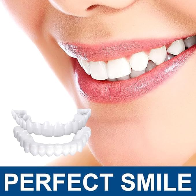 AJIGNA MART Snap-On Instant Perfect Smile Veneers Comfortable Flex Fit Dentures for Top & Bottom| Tooth Cosmetic Cover Comfort Fit Flex Dentures for White Neat Smile PACK OF 1 (2) 1