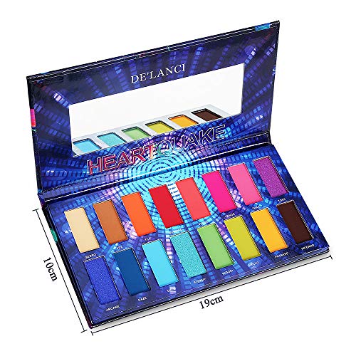 De'lanci Eyeshadow Palette 16 Colors, Highly Pigmented Matte Shimmer Colorful Eye Shadow Pallet, Long Lasting Bright Vibrant Rainbow Red Purple Blue Eyes Shade Palette Make Up, Vegan & Cruelty-Free #TOP5