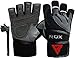 RDX Guanti Palestra Pelle Fitness Lunghi Polso Sollevamento Pesi Allenamento Antisudore Bodybuilding Imbottiti Antiscivolo