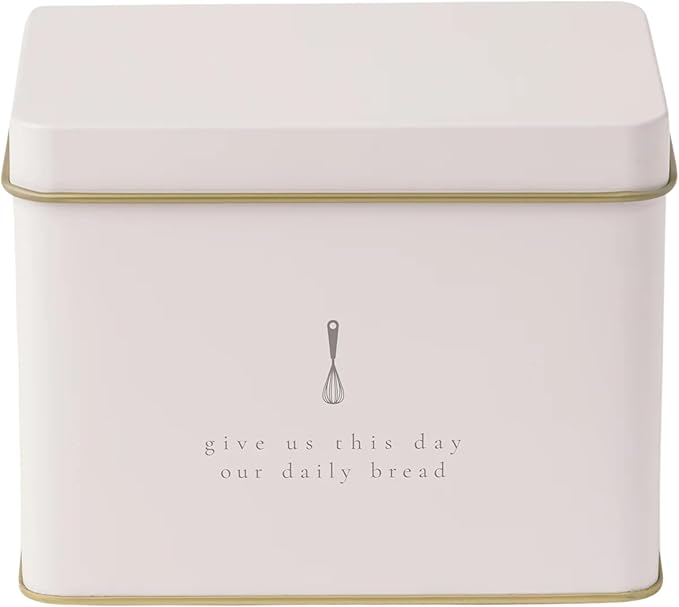 Recipe Tin in Cream | Classic and Neutral | Includes 25 Blank Recipe Cards | Gold Metallic Interior | w/Whisk Design Printed | Made from Heavy Steel | Decorative Recipe Box Holder | Recipe Card Holder