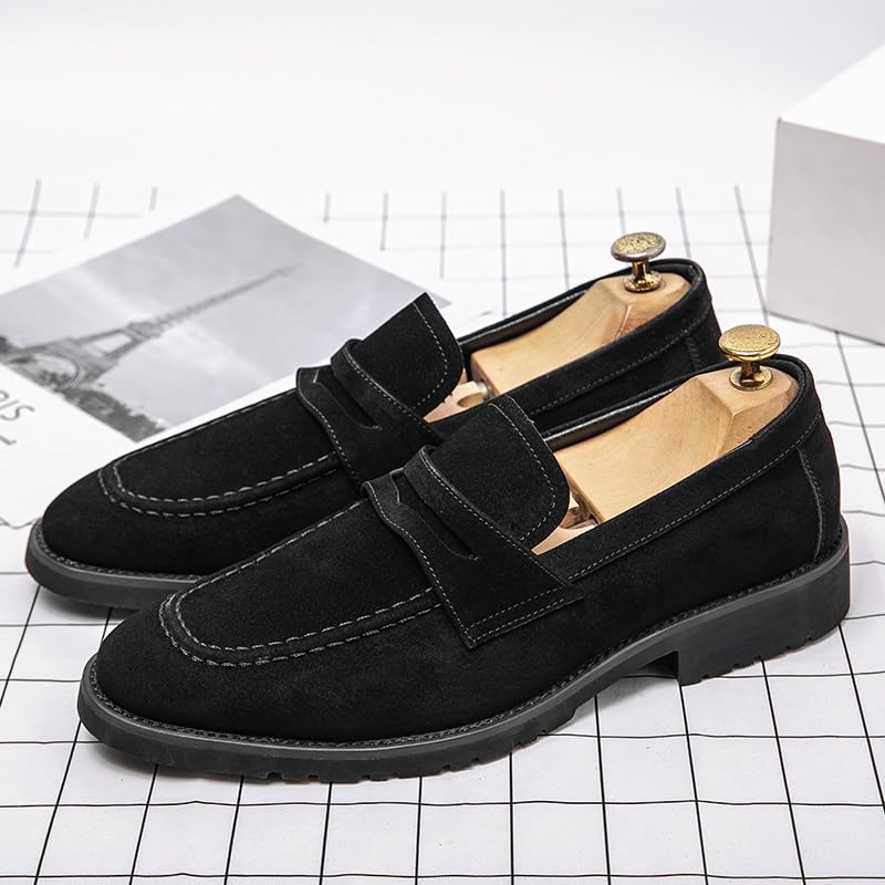 Loafers for Men Round Toe PU Leather Penny Loafers Flat Heel Anti-Slip Comfortable Walking Slip-ons3