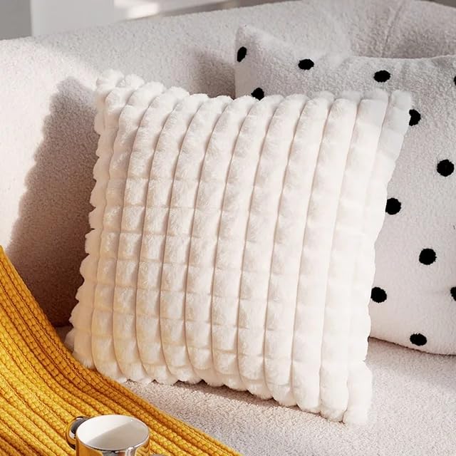 MONKDECOR Cream Faux Fur Cozy Soft Plaid Decorative Throw Pillow Covers 16x16 inch Set of 2,Velvet Pillowcase Cushion Case for Sofa Couch (B0CRYVHWTD) Amazon Price History, Amazon Price Tracker