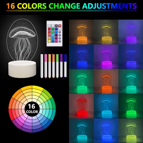 Lámpara nocturna de arte DIY medusa 3D LED con control remoto miniatura 5