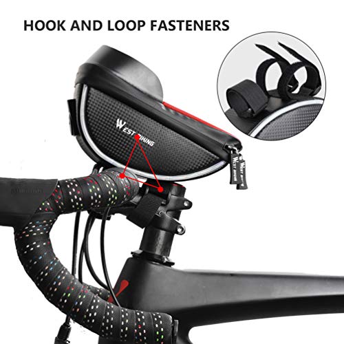 Bolsa para suporte de celular IMIKEYA de 15,2 cm para bicicleta e guidão à prova d'água com moldura