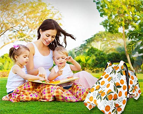 Image of Baby Car Seat Cover Infant Carseat Canopy, Metplus Cotton Muslin Carrier Covers, Summer Stroller Canopie - Extra Wide Universal Fit, Lightweight Breathable Soft for Newborn Boy Girl (Oranges)
