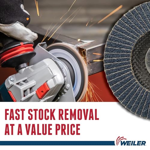 Image of Weiler 31402 Wolverine 4-1 /2 inch x 7 /8 inch Arbor Hole Abrasive Flap Disc, 40 Grit Zirconia Alumina, Flat Type 27, Phenolic Backing, Standard Density (Pack of 10)