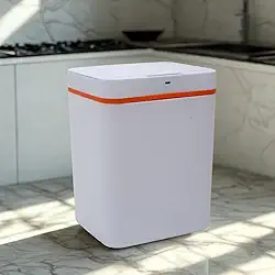 Lixeira Automática com Sensor Inteligente 15L, Sem Toque, Recarregável via USB, Abertura Rápida e Silenciosa, Ideal para Sala, Cozinha, Banheiro e Escritório (Branco)