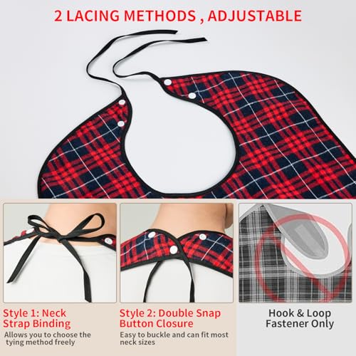 XKDOUS 2pcs Adult Bibs For Men Washable, Reusable Waterproof Large Bibs For Adult, Clothing Protector With Crumb Catcher,Bibs For Eating, Feeding Adult Bibs For Women Elderly Men Senior Citizens Gifts - Thumbnail 5