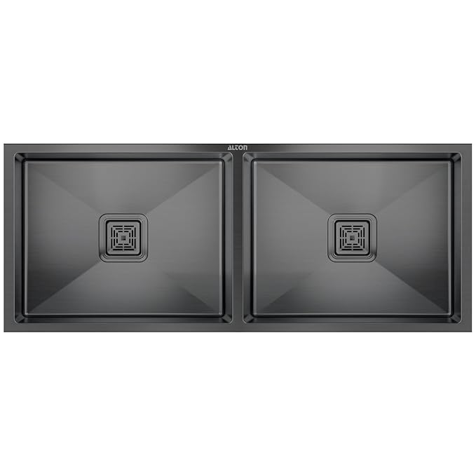 ALTON Stainless Steel Handmade Double Bowl Kitchen Sink (Black, 45x20x9 INCH)