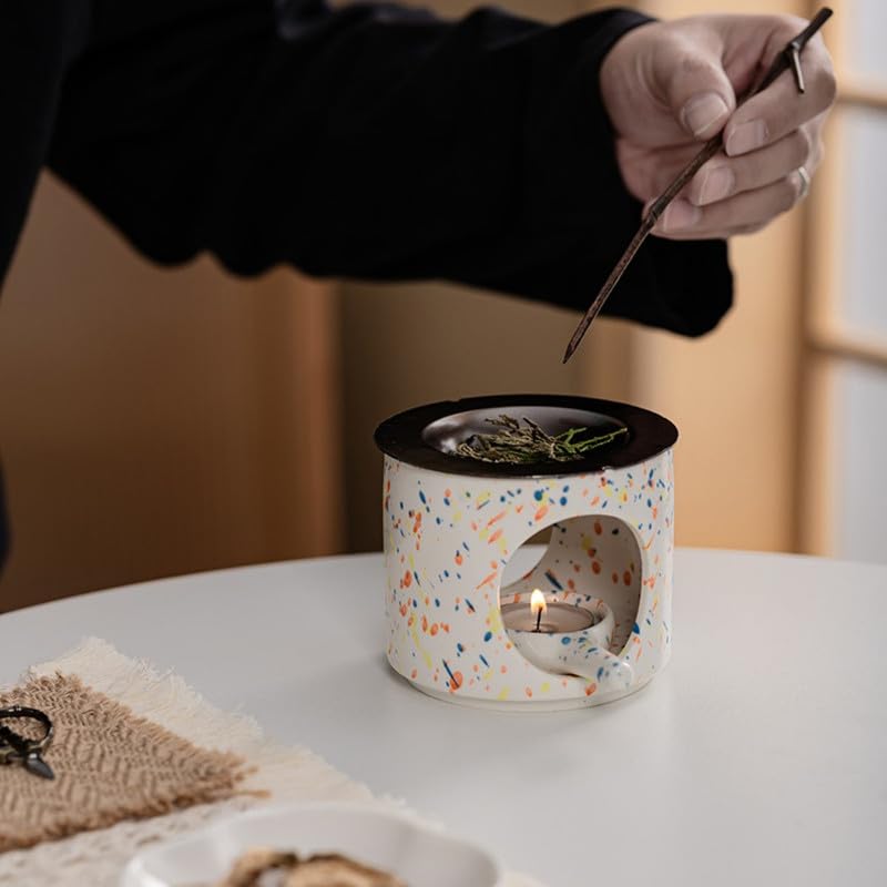 Difusor cerámico para aromaterapia con tapa y bandeja miniatura 3