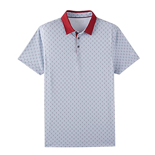 Golf Shirts for Men Dry Fit Short Sleeve Print Performance Moisture Wicking Polo Shirt