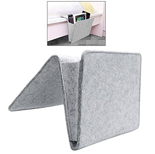 FTK Útil Multi Gris Cama Bolsillos de Almacenamiento Fieltro Colgante en la Cabecera Teléfono Control Remoto Soporte para Organizador con 2 Bolsillos Interiores para Cama Mesa Sofá