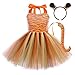 IWEMEK Enfant Déguisement Animal Bébé Fille Costume Halloween Vache/Tigre/Zèbre/Léopard/Girafe Cosplay Robe Tutu sans Manches + Boucles d'oreilles Bandeau + Queue Tenue de fête Soirée Tigre 6-12 Mois