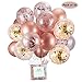 AUSYDE Globos de Confeti de Oro Rosa Globos de Fiesta 30,5 cm Globos de látex Brillo para Ducha Nupcial Fiesta de cumpleaños Decoraciones de la Boda (30 Piezas)