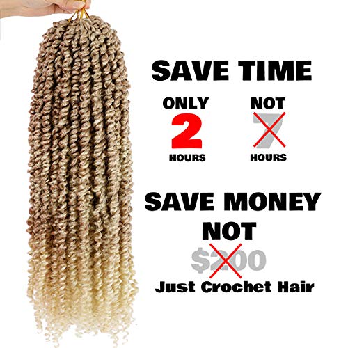 5Packs(115G/Pack) Ombre Blonde Pretwisted Passion Twist Corchet Hair 22Inch Pre-Looped Long Passion Twist Bohemian Curly Synthetic Braiding Hair Extensions(15Strands/Pack,T27/613#) #TOP5