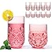 Acrylic Drinking Glasses Set of 12 Pink Mixed Drinks Glassware Unbreakable Palstic Tumbler and Rocks Glass Set 6pcs 18oz Highball and 6pcs 12 oz Cocktail Glasses for Cocktail Iced Coffee Beer Whiske