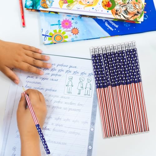 12 Lápices de Madera con Bandera Americana miniatura 6