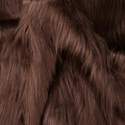 Qidkeo Brown Faux Fur Fabric For Crafts Squares Furry Fabric For Sewing, Costumes, Upholstery &Amp; Pillows Long Pile Faux Fur(Brown,10'X10')