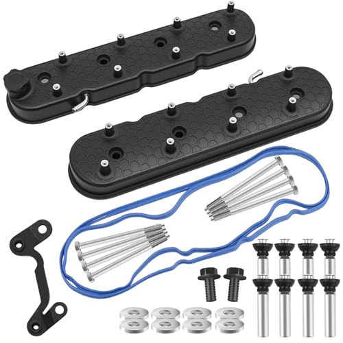 Htostar Racing Tall For LS LS1 LS2 LS3 LS6 LS7 Cast Aluminum Valve Covers w/Coil Mounts (Raised Honeycomb-Black)