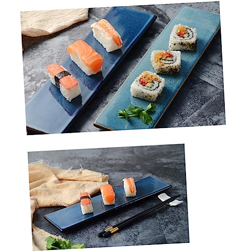Set de platos rectangulares de cerámica estilo japonés para sushi miniatura 6