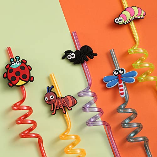 24 pitillos plásticos reutilizables de insectos para fiesta miniatura 2