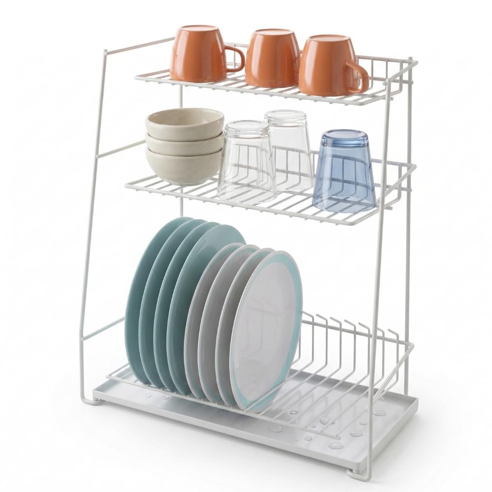 Metaltex 324344 Dish Drying Rack 3-Tier42 x 22 x 50 cm