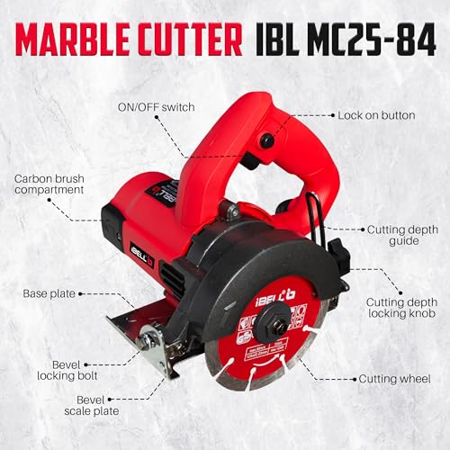 Image of IBELL Marble Cutter Mc25-84, 1300W, Copper Armature, 13000 Rpm, Disc Dia 125Mm, Max Cut Depth: 38Mm, Bevel And Depth Adjustable, Corded-Electric