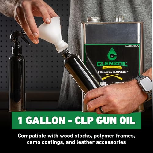 Image of Clenzoil Field & Range Gun Oil | One Gallon | Cleaner Lubricant Protectant [CLP] | Multi-Purpose Gun Cleaner and 3 in 1 Oil | Gallon Jug w /Two Empty Spray Bottles & Funnel