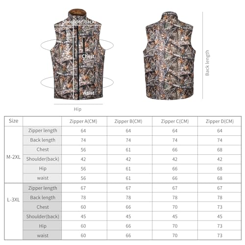 Men’s Heated Camo Vest with 10000mAh Battery Pack,Size Adjustable and Lightweight Vest for Hunting Ice Fishing Skiing.4