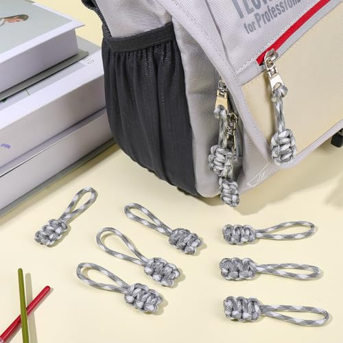 Image of GORGECRAFT 10Pcs Woven Zipper Pulls Polyester Zip Puller Extender Gray Rope Zipper Heads Slider Handle Cord Zip Pulls Tab for Suitcases Backpacks Luggage Purses Handbags Jackets Clothing Accessories