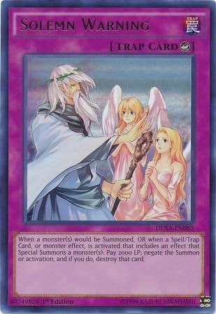 yu-gi-oh Solemn Warning - DUSA-EN085 - Ultra Rare - 1st Edition - Duelist Saga (1st Edition)