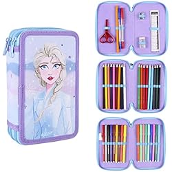 Maletin Escolar Antiguo CERDÁ LIFE'S LITTLE MOMENTS - Estuche Escolar 3 Compartimentos Niña de Elsa Frozen | Incluye Todo el Material Escolar Necesario para Preescolar y Primaria - Licencia Oficial Disney