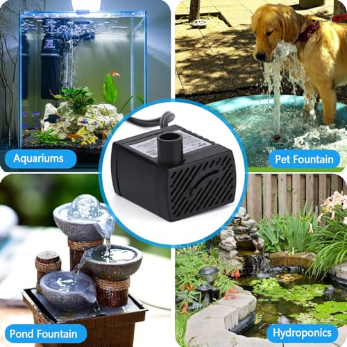 Image of BARST 40GPH Mini Submersible Water Pump with 6ft Power Cord, 2 Nozzles | 3.2W, 150L /H, Ultra Quiet for Aquarium, Fish Tank, Pond, Pet Fountain, Statuary, Hydroponics