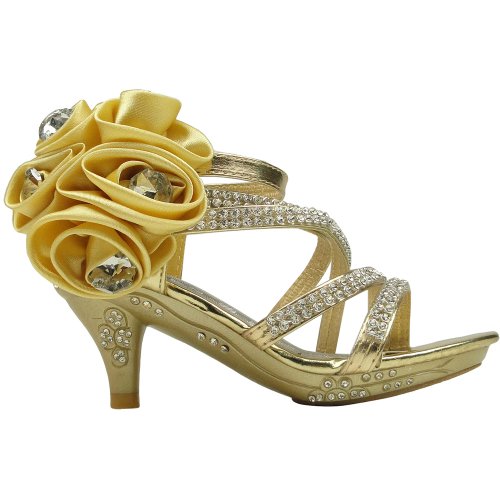 Kids Dress Sandals Assymetrical Strappy Rhineston Back Zipper3