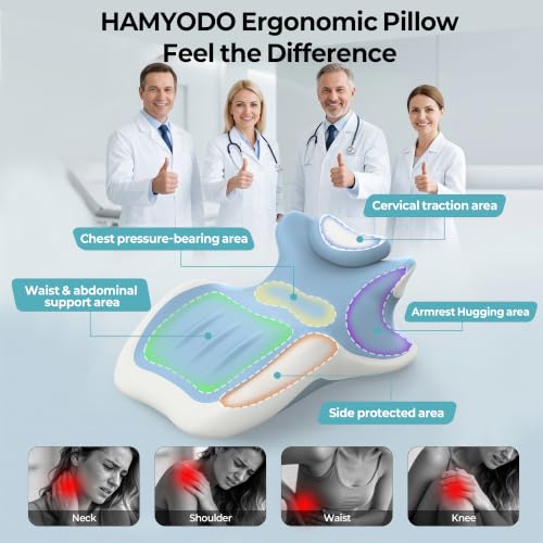 27° Angled Wedge Pillow, Support for Neck Back Waist(Sky Blue & White) - image 4