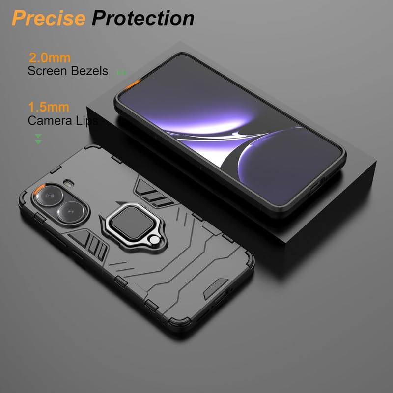 Image of OneLike 360 Shockproof Slim Drop Full Body Protection Robot Ring Phone Back Cover for Xiaomi Poco F7 5G - Black