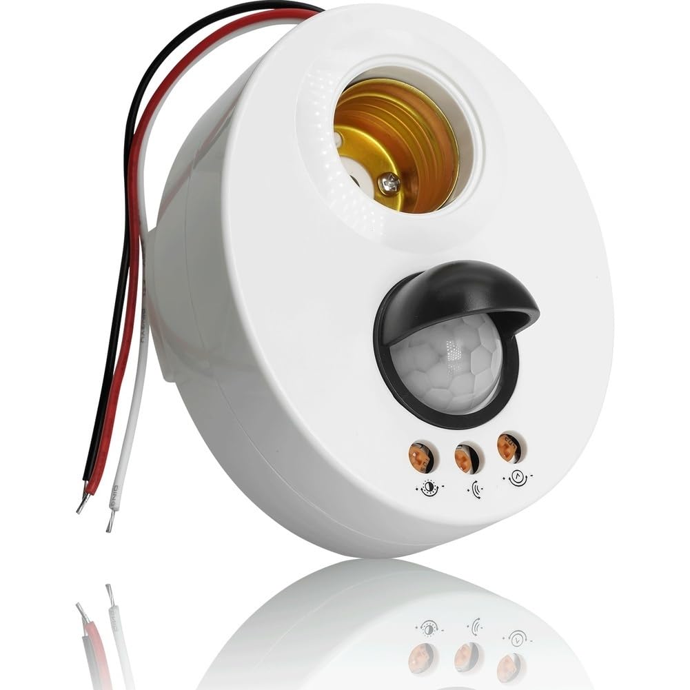 Aundhegrtt As Shown E27 Led Light Holder Infrared Sensor Switch, Pir Motion Detection, Adjustable Delay Base Included