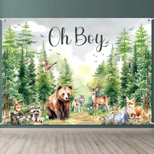 Fondos Para Baby Shower Tema Bosque Verde 7x5ft miniatura 1