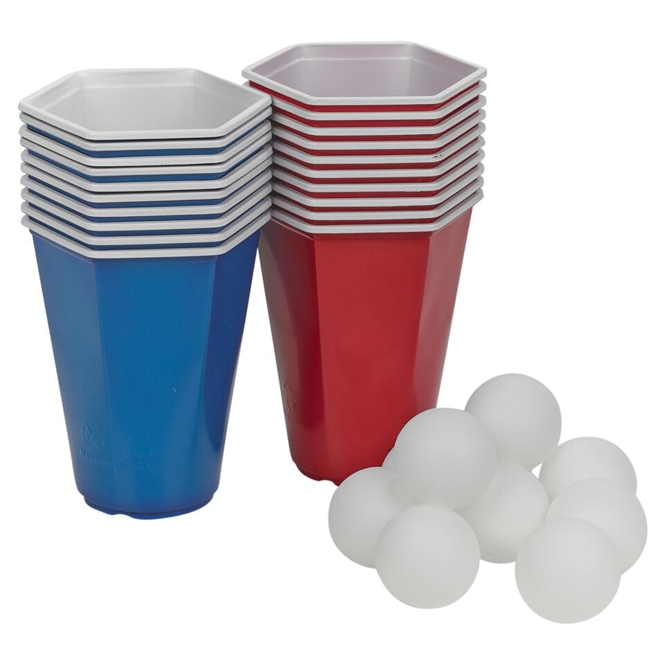 URBNLIVING 30-Piece Beer Pong Set with Hexagonal Cups and Balls - Perfect for Indoor Party Games and Drinking Fun