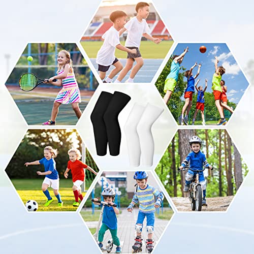 Kids Long Compression Leg Sleeves Non Slip Uv Protection Thigh Calf For Boy Girl Youth Basketball Running Sport (Medium) #TOP5